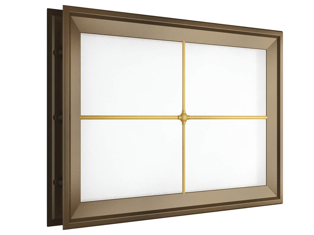 Окно акриловое 452 х 302, коричневое с раскладкой «крест»